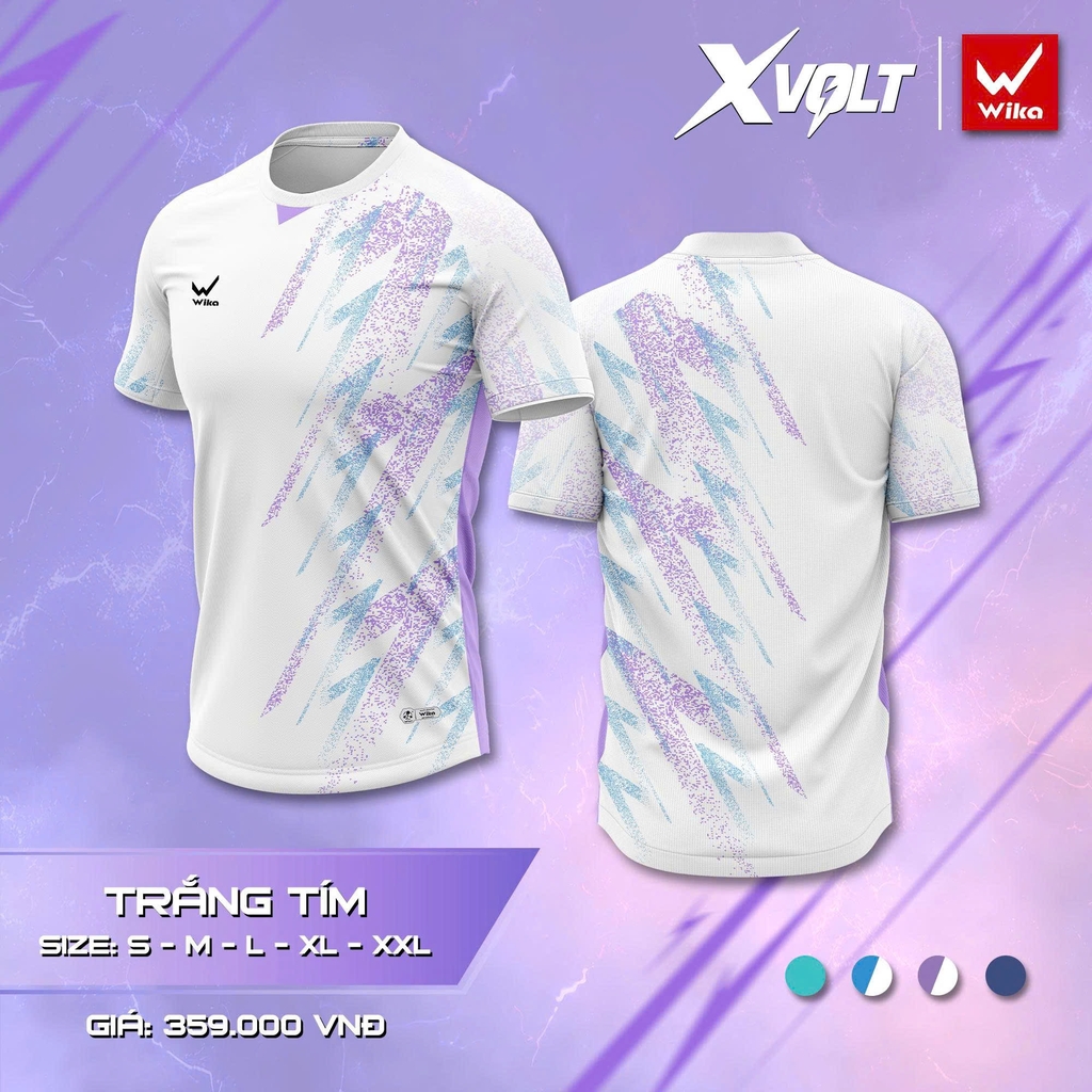 Áo thun thể thao Wika X-Volt - Trắng tím (Nam)