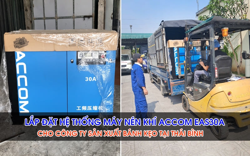 Lắp Đặt Hệ Thống Máy Nén Khí ACcom EAS30A Cho Công Ty Sản Xuất Bánh Kẹo Tại Thái Bình