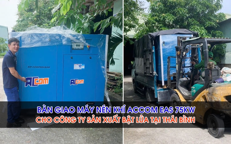Bàn Giao Máy Nén Khí ACcom 100A Cho Xưởng Sản Xuất Bật Lửa Ở Thái Bình