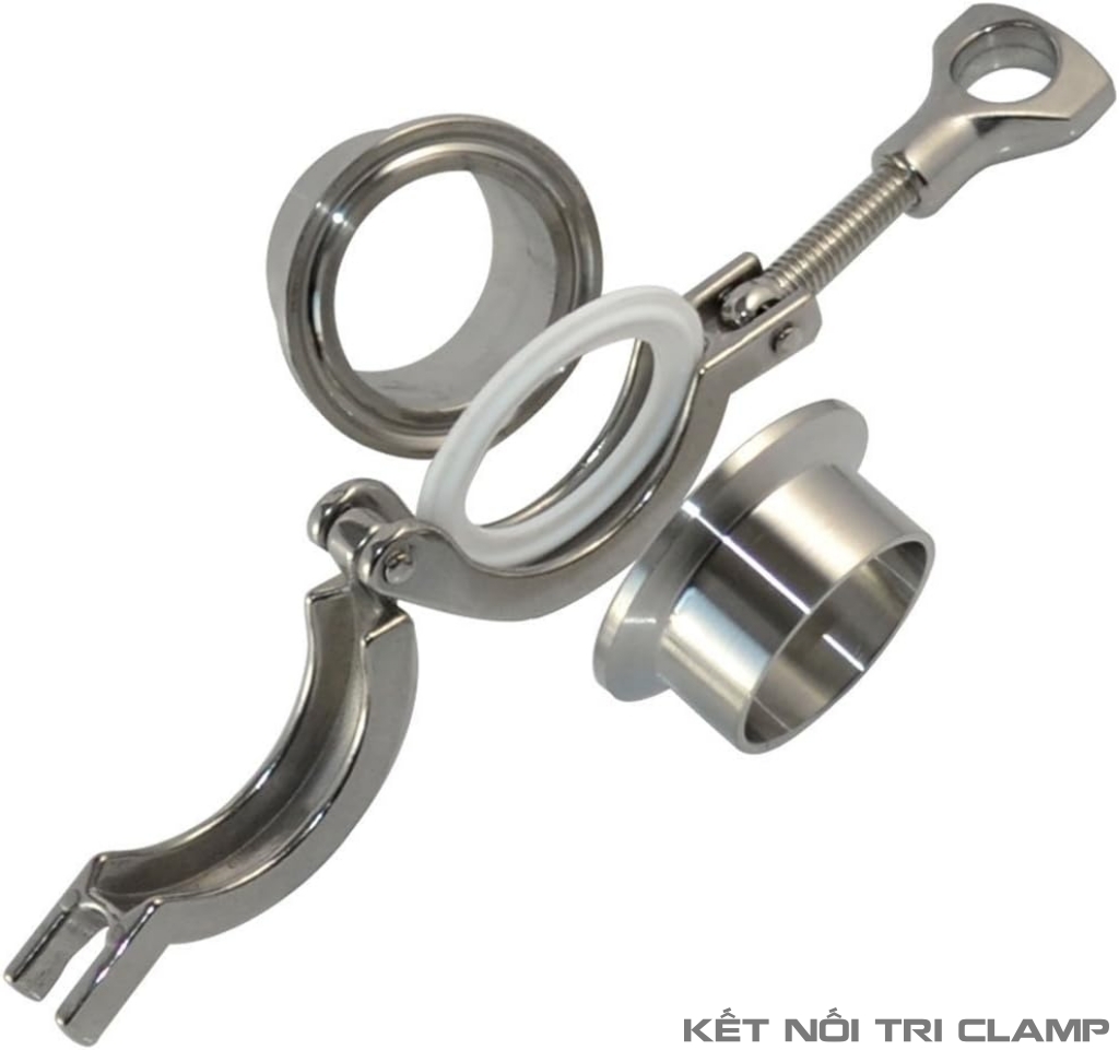 Van bướm điều khiển điện inox kiểu nối tri-clamp