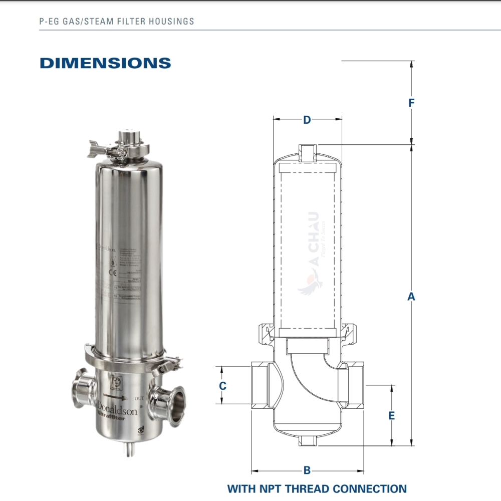 Bầu lọc inox P-EG Process Filter Housings Donaldson