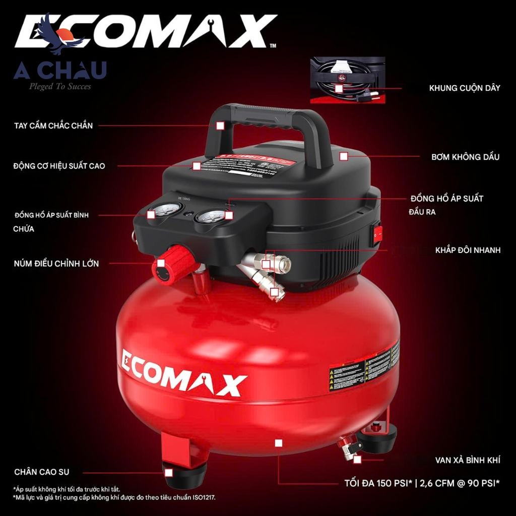 Máy nén khí mini di động ECOMAX 6 Gallon 150 PSI