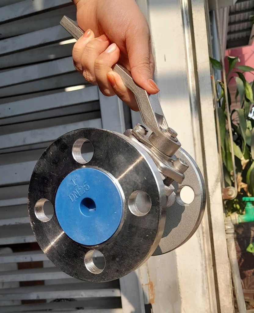 Van bi gang tay gạt mặt bích inox