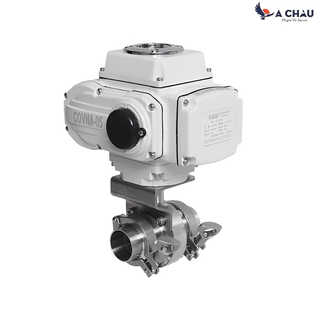 Van bướm điều khiển điện inox kiểu nối tri-clamp