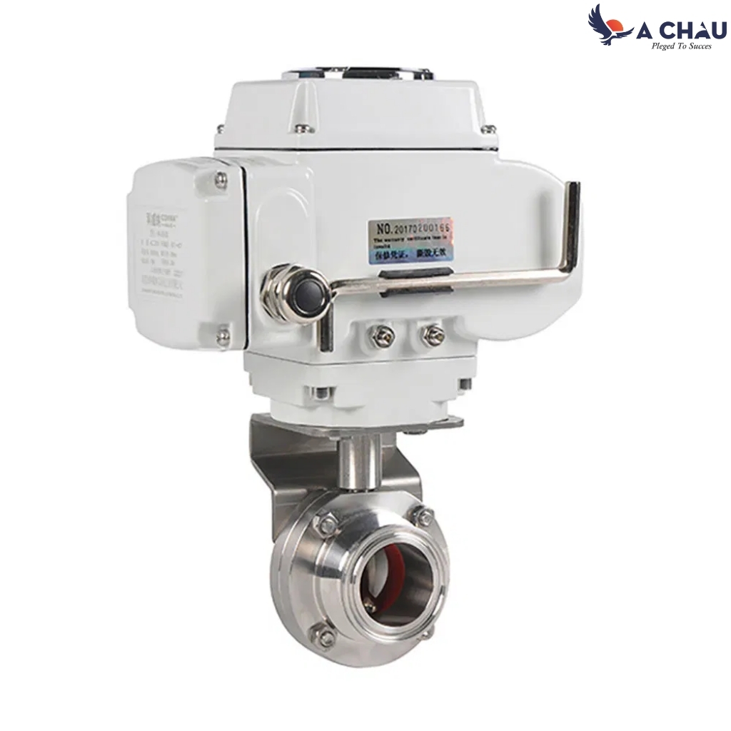 Van bướm điều khiển điện inox kiểu nối tri-clamp