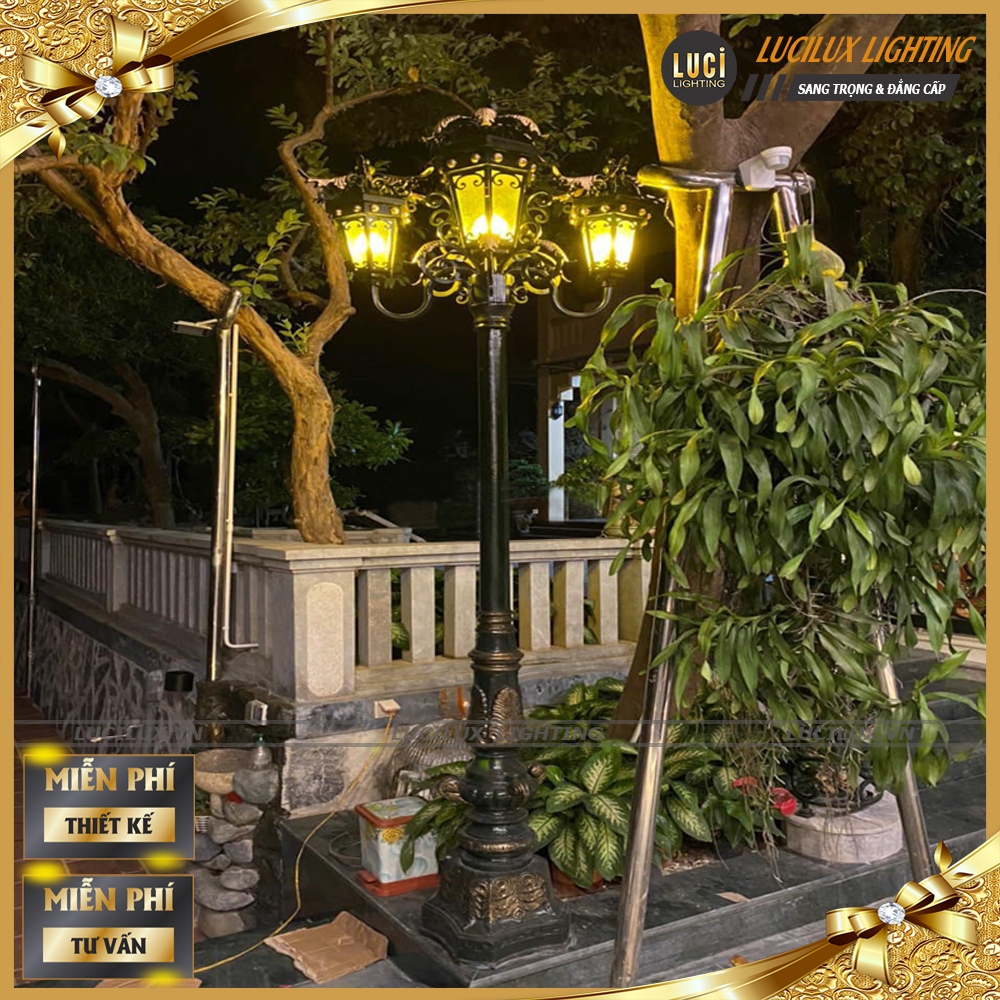 Cột đèn sân vườn cổ điển LC-PL1203, cột đèn sắt mỹ thuật | Lucilux.vn