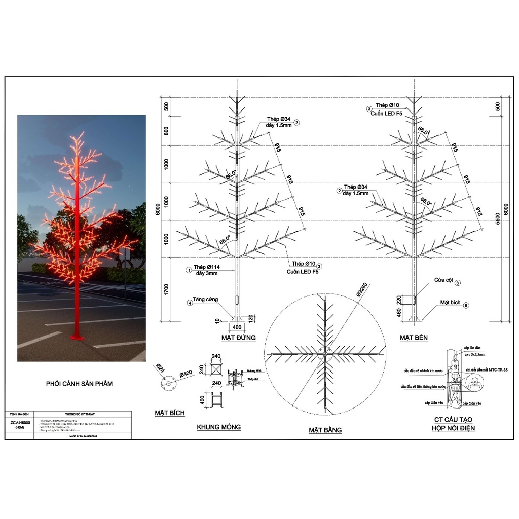 Cột Đèn Cây Thông Trang Trí Ngoài Trời Mã SP ZSV-Christmas tree | ZALAA  Lighting - Leading Smart Life