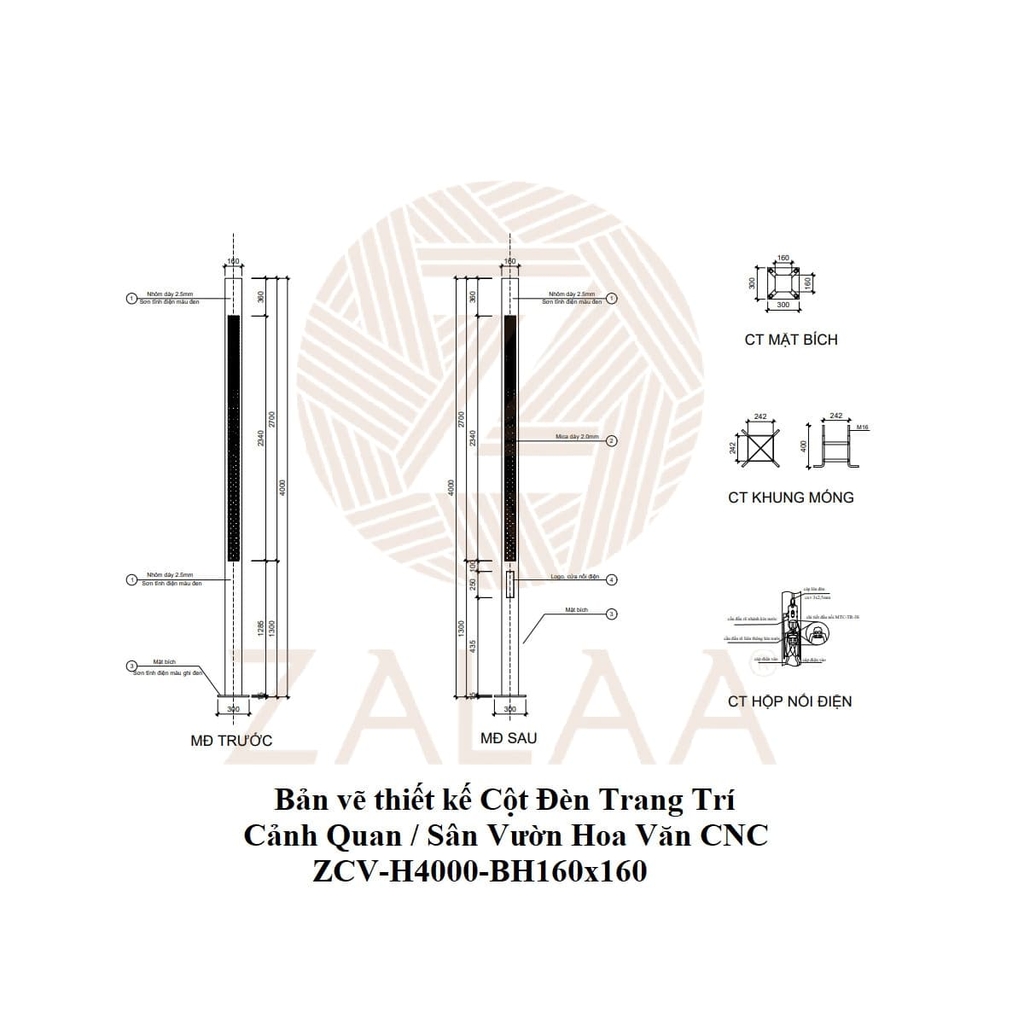 ✓Cột Đèn Trang Trí Cảnh Quan Sân Vườn kiểu dáng hoa văn CNC Mã ...