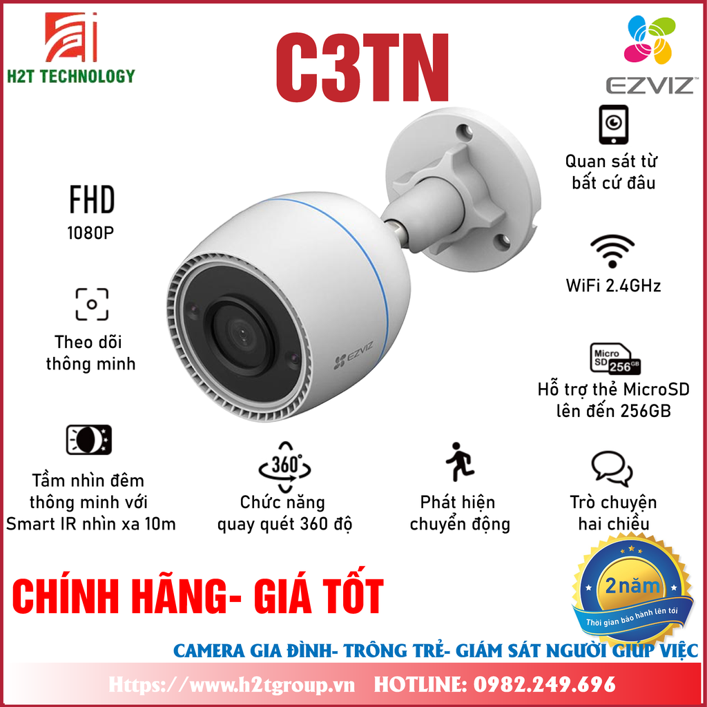 Camera wifi ngoài trời ezviz siêu nét C3TN 2M 