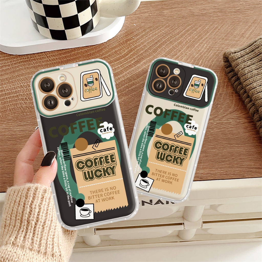 Ốp Lucky Coffee nắp lật tráng gương