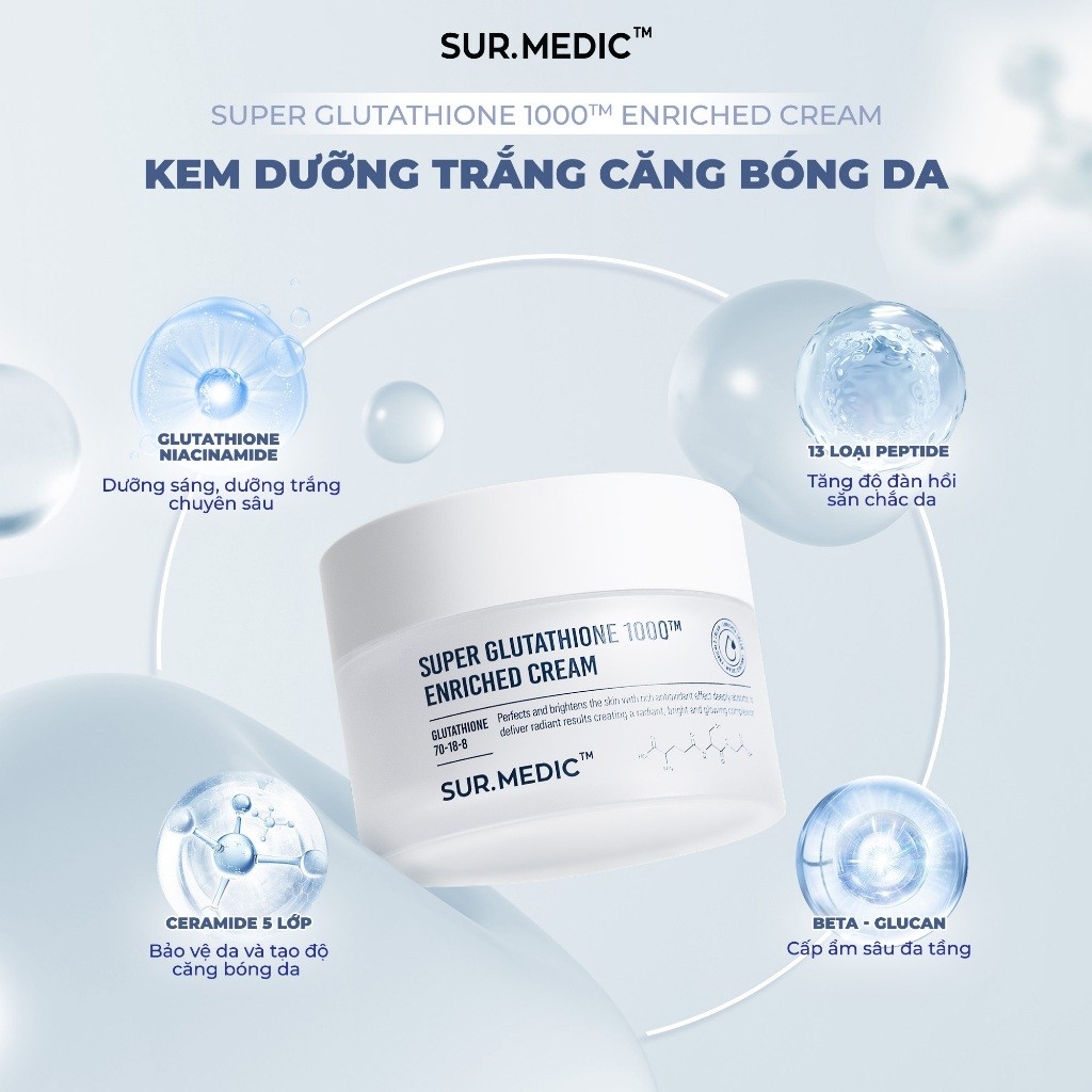 e226 - Serum Huyt Thanh & Kem Dng Trng Da Sur.Medic Super Glutathione  1000TM Enriched Cream/100TM Bright Ampoule 50ml-32ml - LYO SHOP