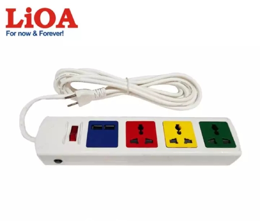 Ổ cắm kéo dài 3 ổ 3 chấu, có cổng sạc USB 5V-1A (3m) màu trắng