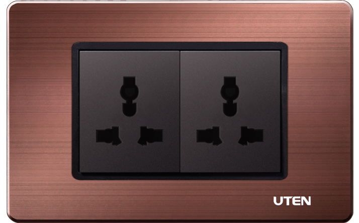 Bộ ổ cắm đôi 3 chấu Uten A8-2PCZ13/N/PM3