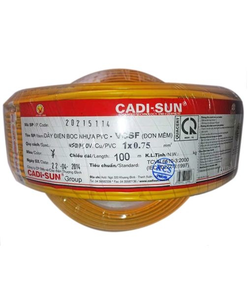 Dây Cu/PVC 1x0,75 Cadisun