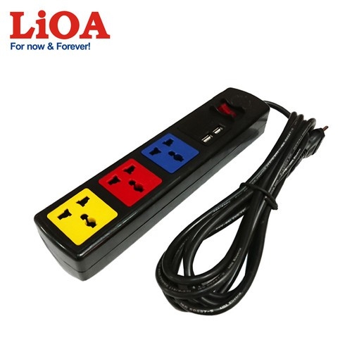 Ổ cắm kéo dài 3 ổ 3 chấu, có cổng sạc USB 5V-1A (3m)