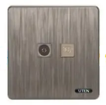 Bộ ổ cắm tivi + điện thoại màu nâu S400 Uten (S400-TVTEL)