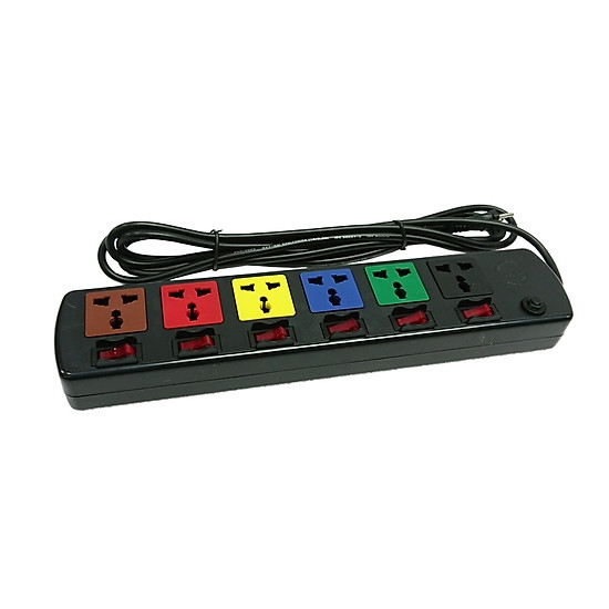 Ổ cắm sáu 3 chấu 3 lõi dây có công tắc (3m)