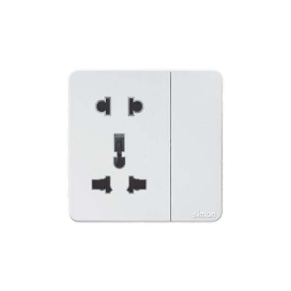 Bộ ổ cắm 2 chấu+3 chấu đa năng+công tắc(16A/10A) màu trắng K3 Simon (571080)