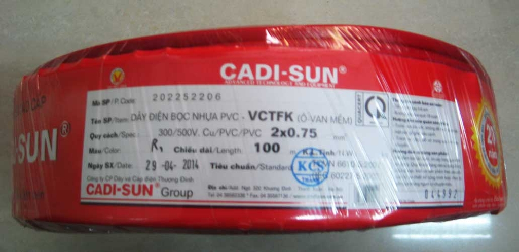 Dây Cu/PVC/PVC 2x0,75 Cadisun