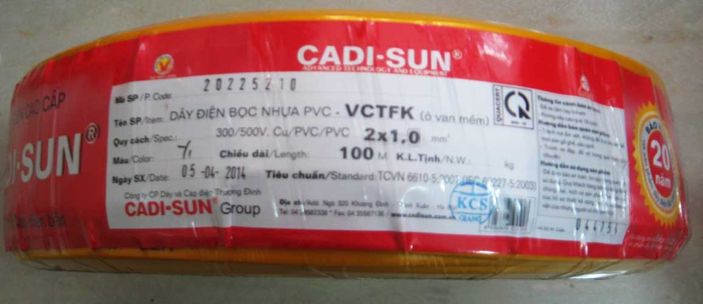 Dây Cu/PVC/PVC 2x1 Cadisun