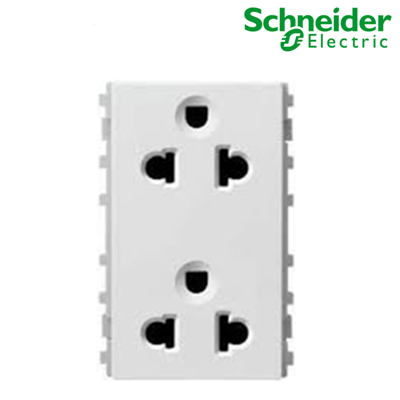 Ổ cắm đôi 3 chấu size L Zencelo A màu trắng Schneider (84426LUES2_WE_G19)
