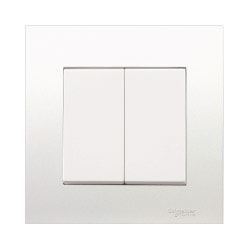 Bộ công tắc đôi 2 chiều 16AX Vivace màu trắng Schneider (KB32_WE_G19)