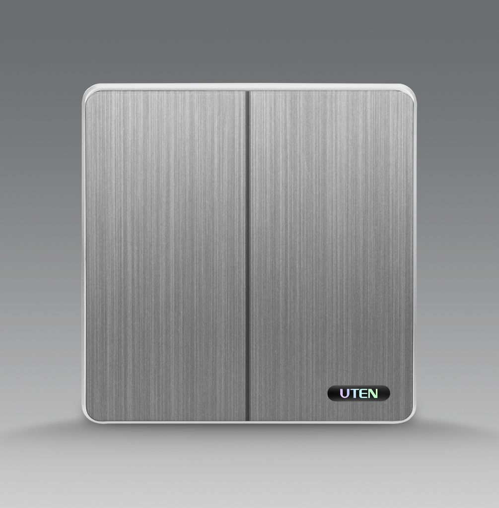 Bộ công tắc đôi 2 chiều màu ghi S300 Uten (S300GK22)