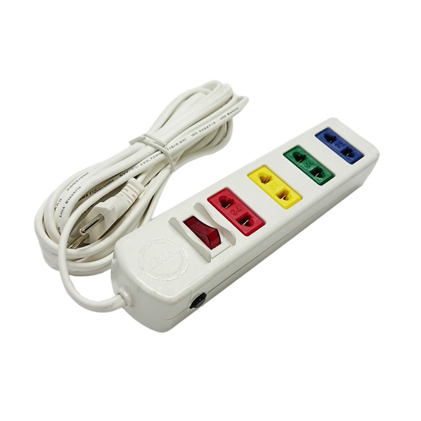 Ổ cắm bốn 2 chấu có công tắc màu trắng (3m)