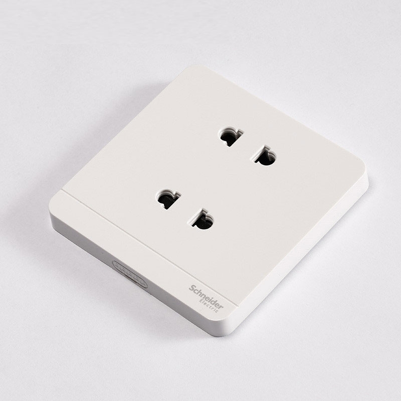 Bộ ổ cắm đôi 2 chấu 10A màu trắng AvatarOn - Schneider (E83426U2_WE_G19)