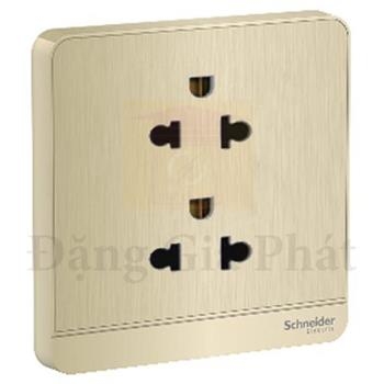 Bộ ổ cắm đôi 3 chấu 16A màu vàng ánh kim AvatarOn - Schneider (E83426UES2_WG_G19)