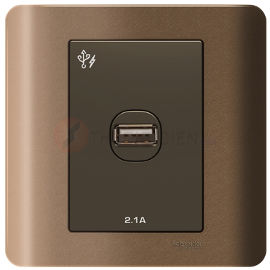 Bộ ổ sạc USB đơn 2.1A màu đồng Zencelo - Schneider (E8431USB_SZ_G19)
