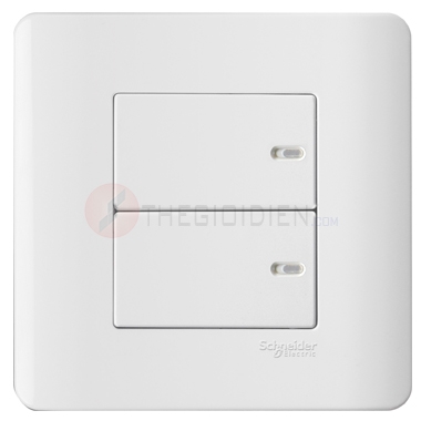 Bộ công tắc đôi 2 chiều 16A màu trắng Zencelo - Schneider (E8432_2_G19)