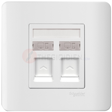 Bộ ổ cắm mạng cat6 đôi màu trắng Zencelo - Schneider (E8432RJS_6_G19)