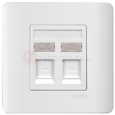 Bộ ổ cắm điện thoại và ổ cắm mạng cat6 màu trắng Zencelo - Schneider (E8432TDRJS_6_G19)