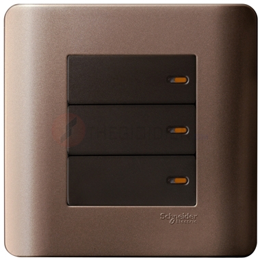 Bộ công tắc ba 1 chiều 16A màu đồng Zencelo - Schneider (E8433_1_SZ_G19)