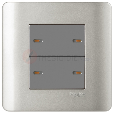 Bộ công tắc bốn 1 chiều 16A màu xám Zencelo - Schneider (E8434_1_SA_G19)