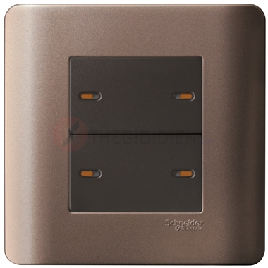Bộ công tắc bốn 1 chiều 16A màu đồng Zencelo - Schneider (E8434_1_SZ_G19)