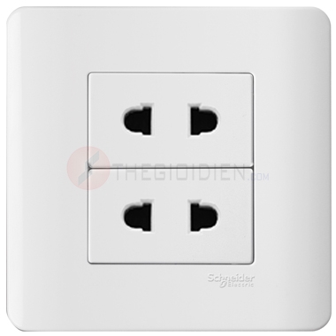 Bộ ổ cắm đôi 2 chấu 10A màu trắng Zencelo - Schneider (E84426U2_G19)