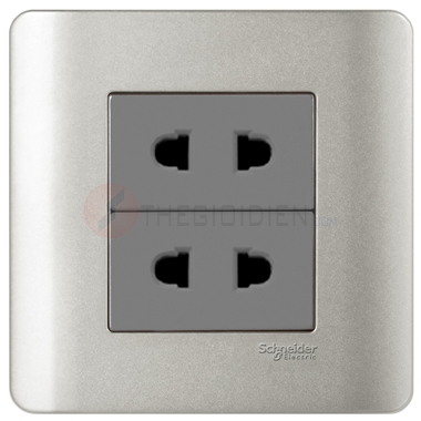 Bộ ổ cắm đôi 2 chấu 10A màu xám Zencelo - Schneider (E84426U2_SA_G19)