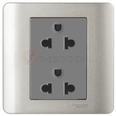 Bộ ổ cắm đôi 3 chấu 16A màu xám Zencelo - Schneider (E84426UES2_SA_G19)