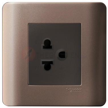 Bộ ổ cắm đơn 3 chấu 16A màu đồng Zencelo - Schneider (E84426UESTR_SZ_G19)