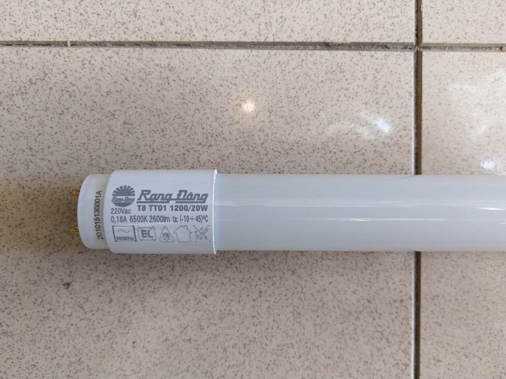 Bóng đèn LED Tuýp 1.2m T8 20W (vỏ thủy tinh) Rạng Đông (T8 TT01 1200/20W)