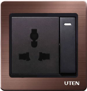 Bộ công tắc 2 chiều, ổ cắm 3 chấu A5 Uten (A5GK12Z13/N)