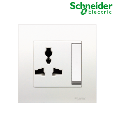 Bộ ổ cắm đơn đa năng 13A có công tắc Vivace màu trắng Schneider (KB113LS_WE_G19)