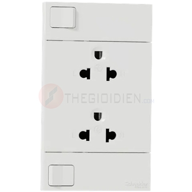 Bộ ổ cắm đôi 3 chấu 16A có công tắc AvatarOn A Schneider (M3T_SIS_WE)