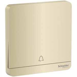 Nút nhấn chuông đơn 10A màu vàng ánh kim AvatarOn - Schneider (E8331BPL1_WG_G19)