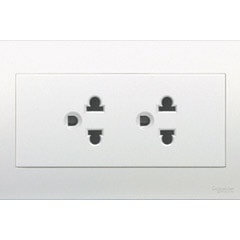 Bộ ổ cắm đôi 3 chấu 16A Vivace màu trắng Schneider (KB426UES2_WE_G19)
