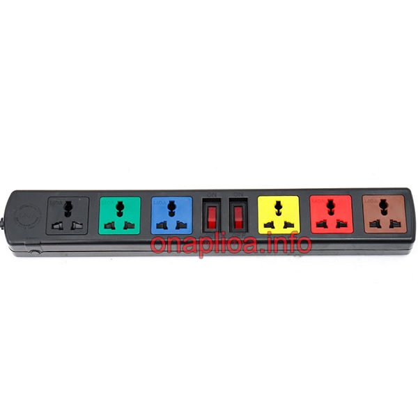 Ổ cắm sáu 3 chấu, 2 công tắc (3m)