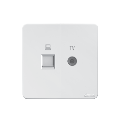 Bộ ổ cắm tivi+mạng CAT6 màu trắng K3 Simon (575302)