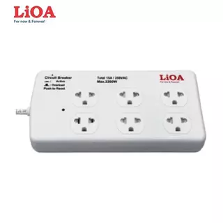 Ổ cắm Lioa kéo dài công suất cao 15A, 250V, Max 3300W ko dây tiếp địa (6SS2.5-3N)